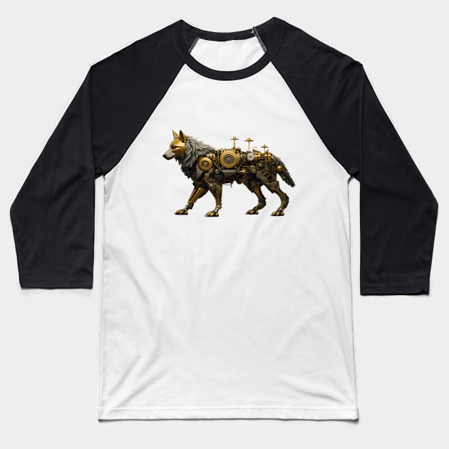 Steampunk Wolf Baseball T-Shirt by Radibor78